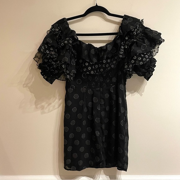 For Love & Lemons Black Ruffle ADELLA PARTY DRESS Size Small - Picture 7 of 8